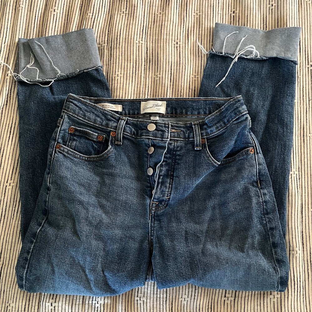 button fly mid rise jeans